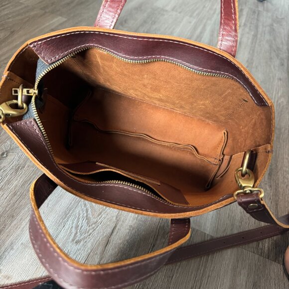 Portland Leather Goods (PLG) Medium Crossbody Zipper Tote in Cognac - Picture 9 of 14